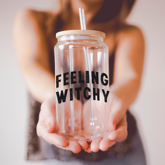Feeling Witchy Beer Can Glass with Lid