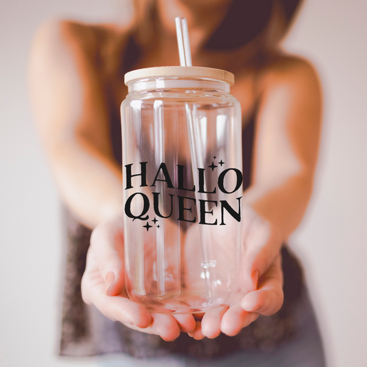HalloQueen Beer Can Glass with Lid