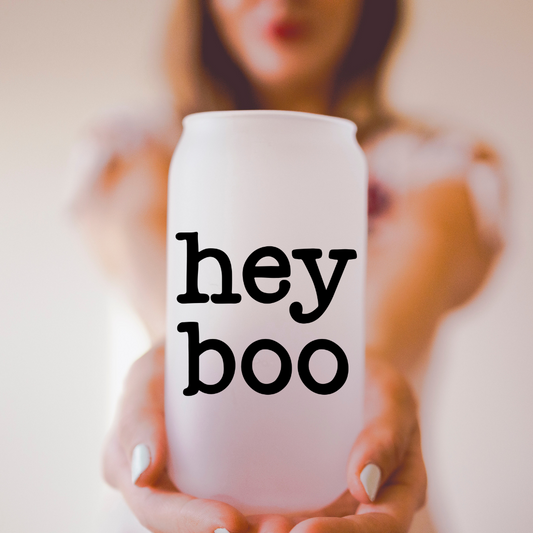 Hey Boo Beer Can Glass