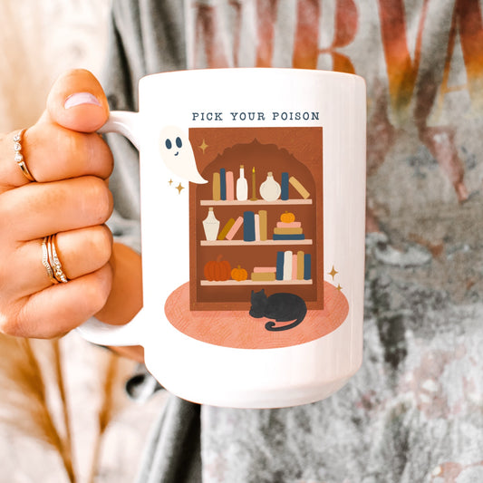 Spooky Bookshelf Coffee Mug