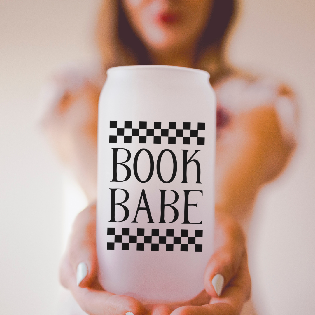 Book Babe Beer Can Glass