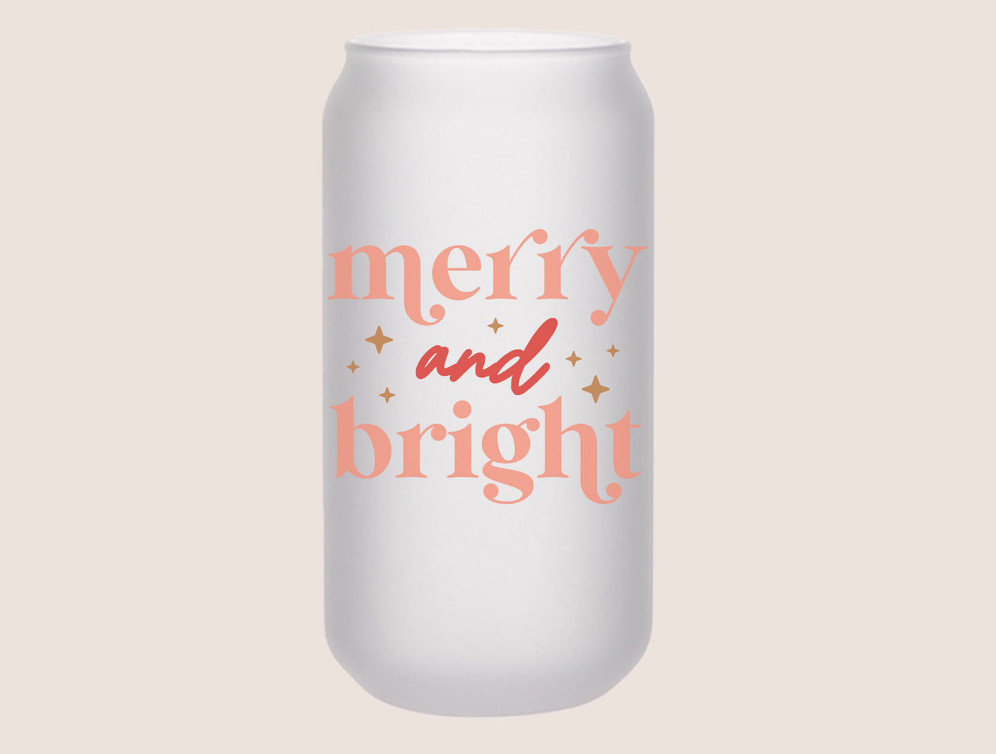 Merry and Bright Beer Can Glass