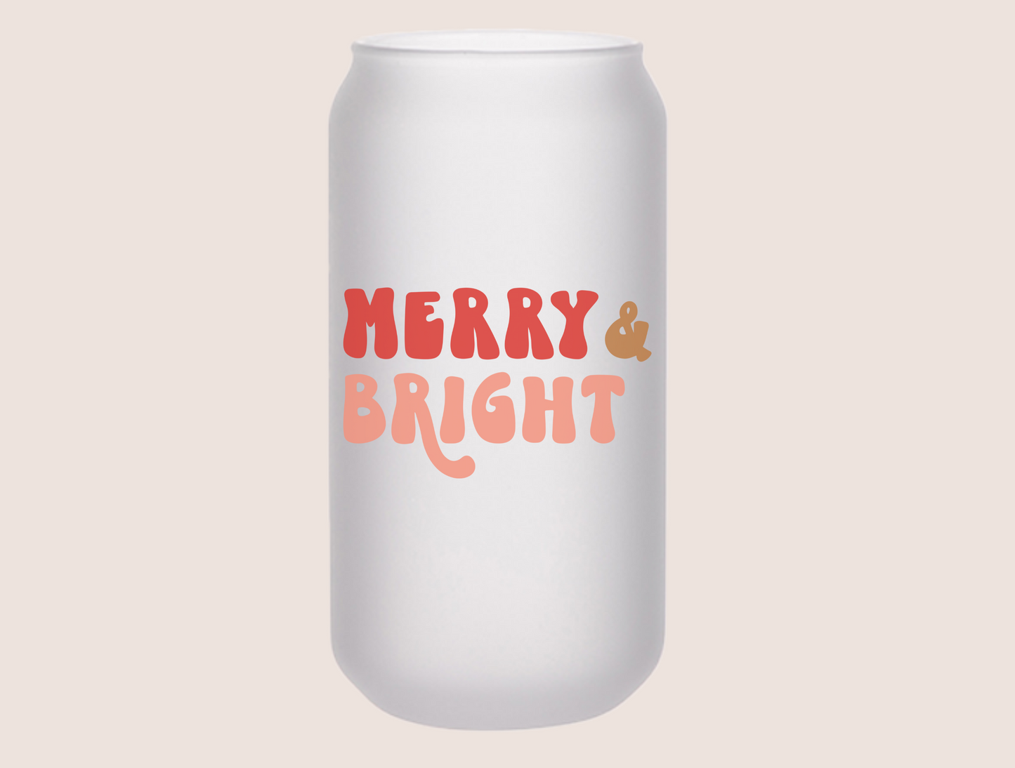 Retro Merry and Bright Beer Can Glass