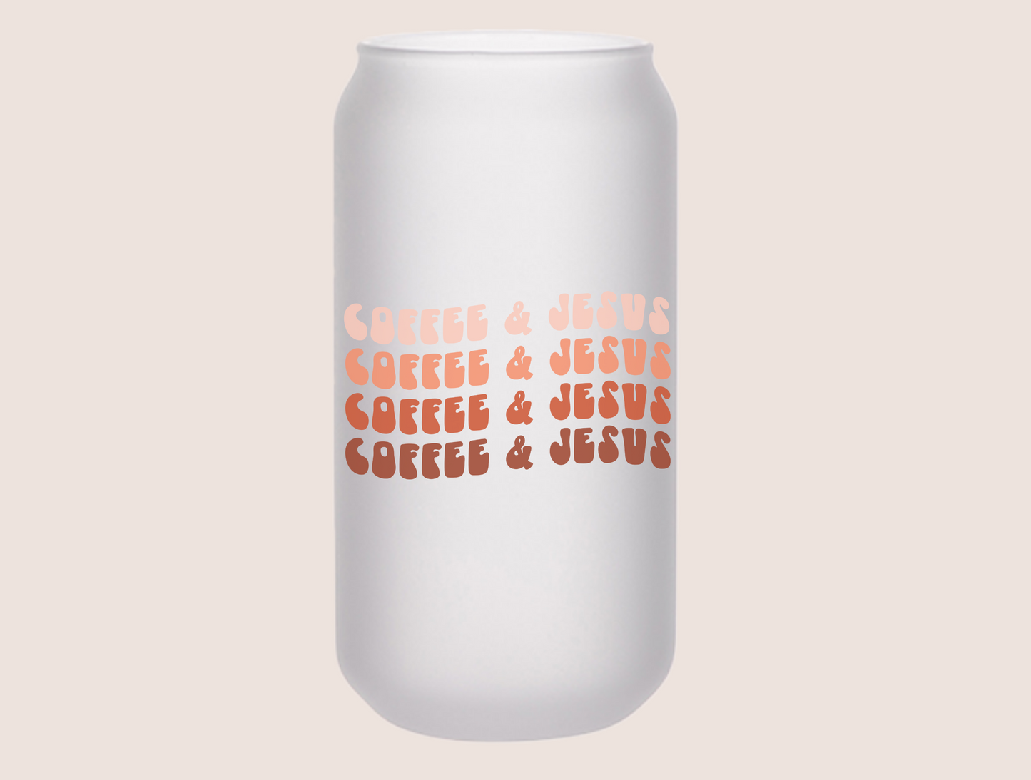 Coffee and Jesus Beer Can Glass