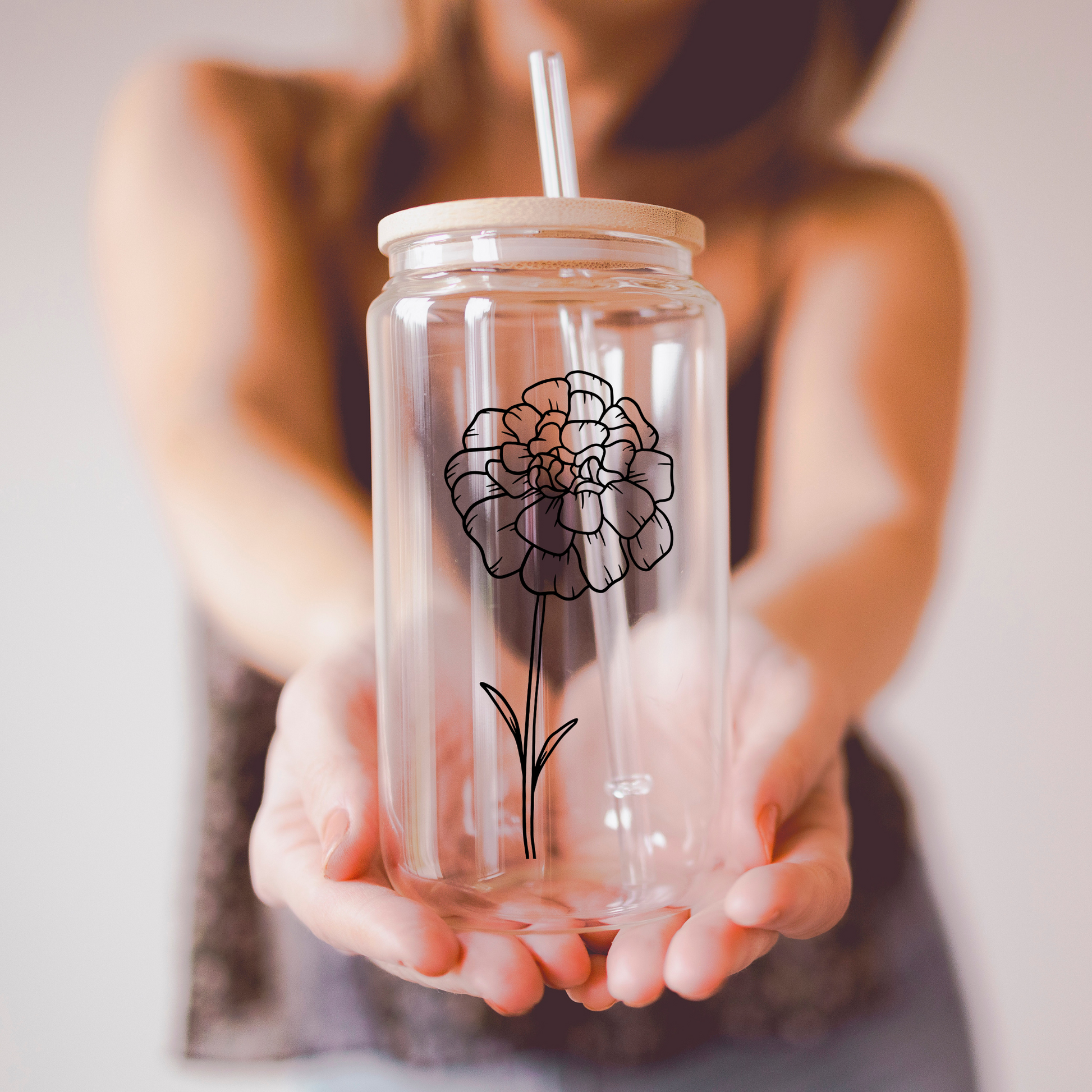 Birth Month Flower Glass Can Tumbler – With Love Boss Lady