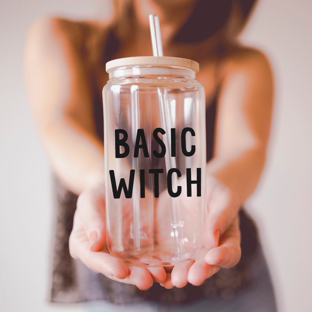 Basic Witch Beer Can Glass with Lid
