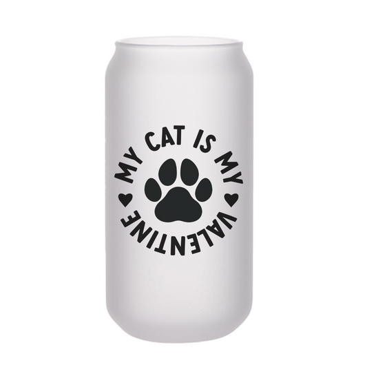 My Cat is My Valentine Beer Can (Black)