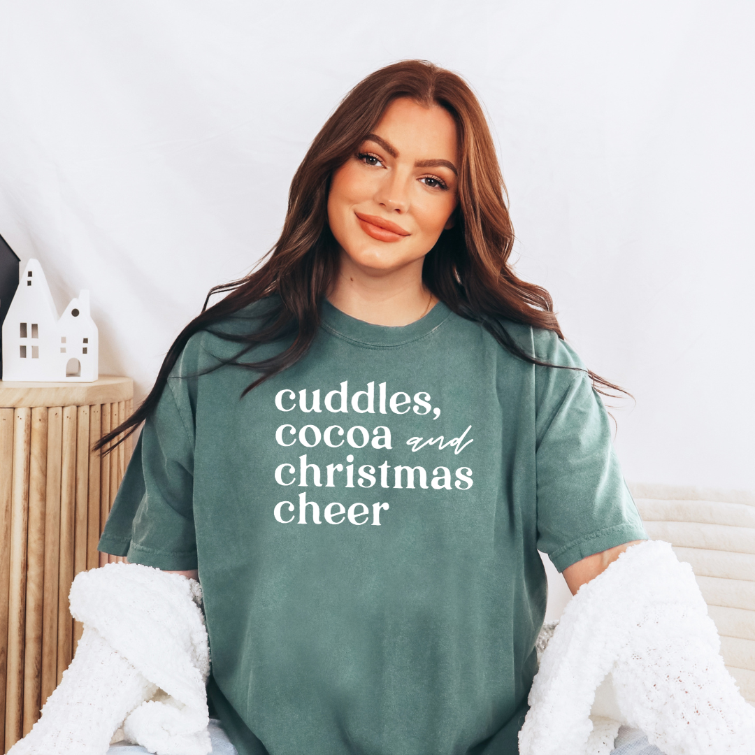 Cuddles Cocoa and Christmas Cheer Tee // Blue Spruce
