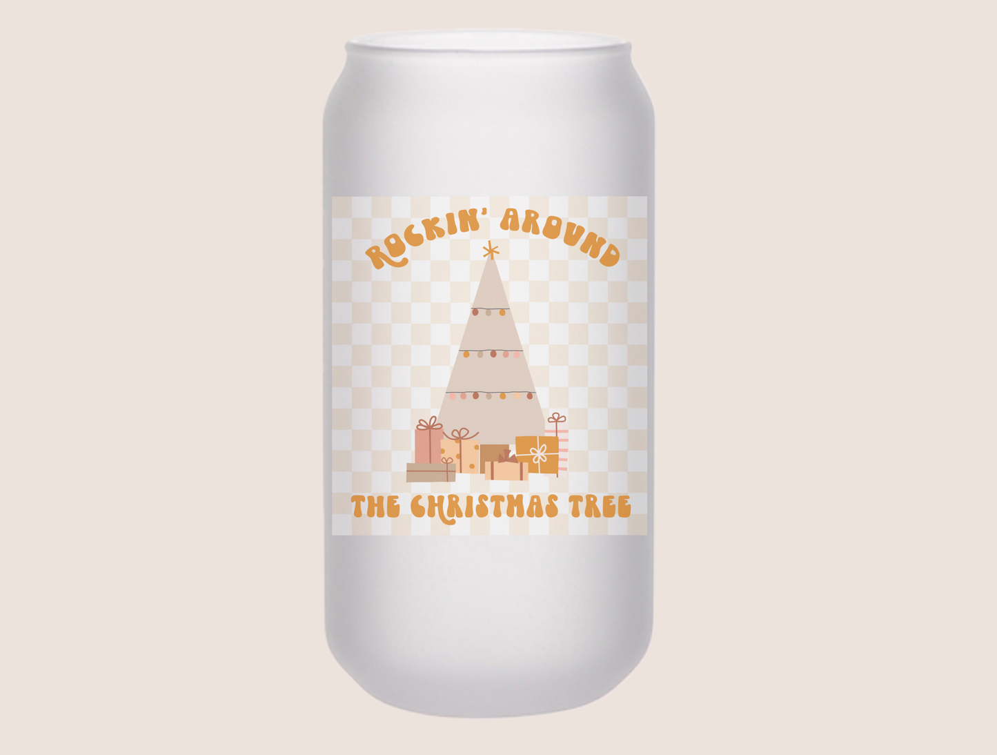Rockin Around the Christmas Tree Beer Can Glass