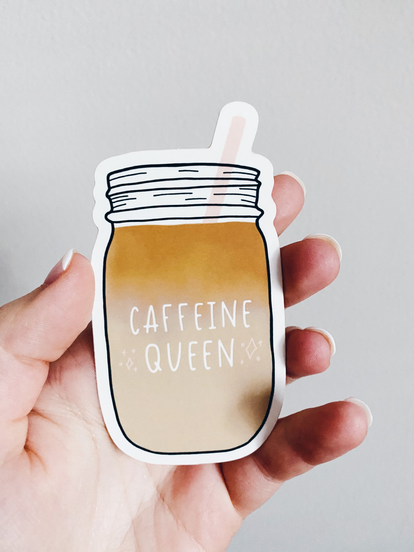 Caffeine Queen Mason Jar Die Cut Sticker