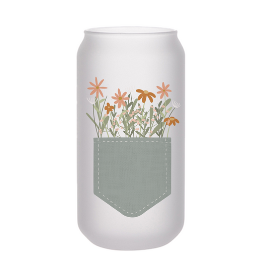 Pocketful of flowers Beer Can Glass