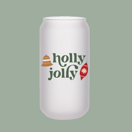 Holly Jolly Beer Can Glass