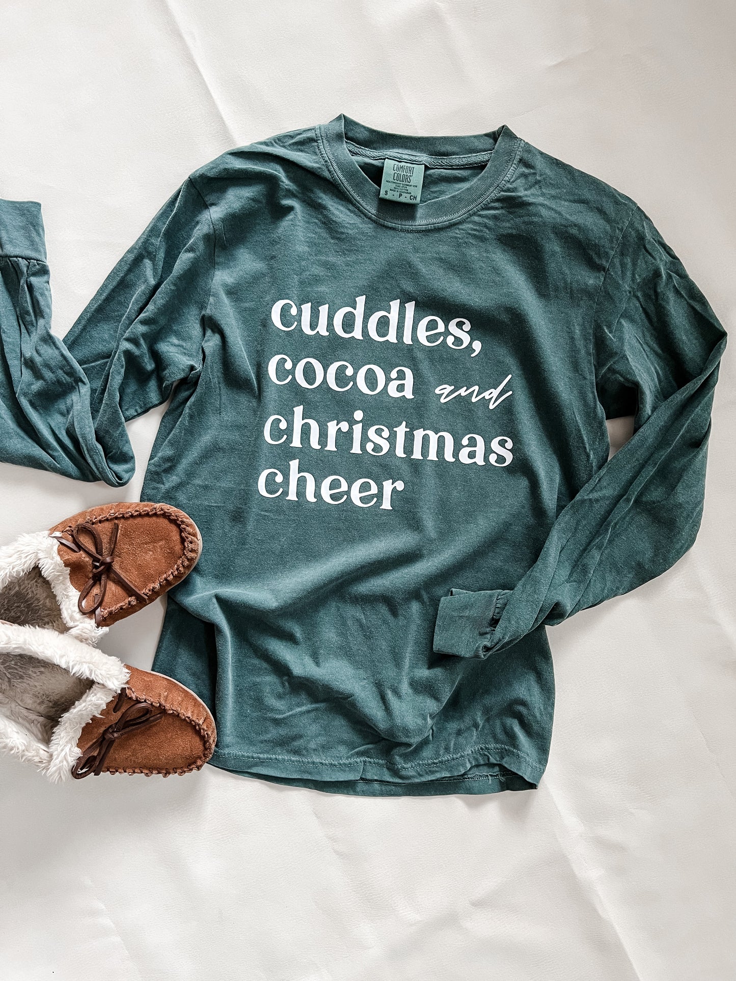 Cuddles, Cocoa and Christmas Cheer Long Sleeve // Blue Spruce