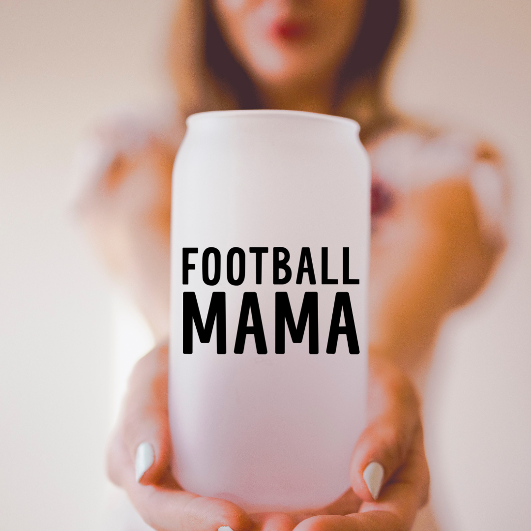 Football Mama Beer Can Glass