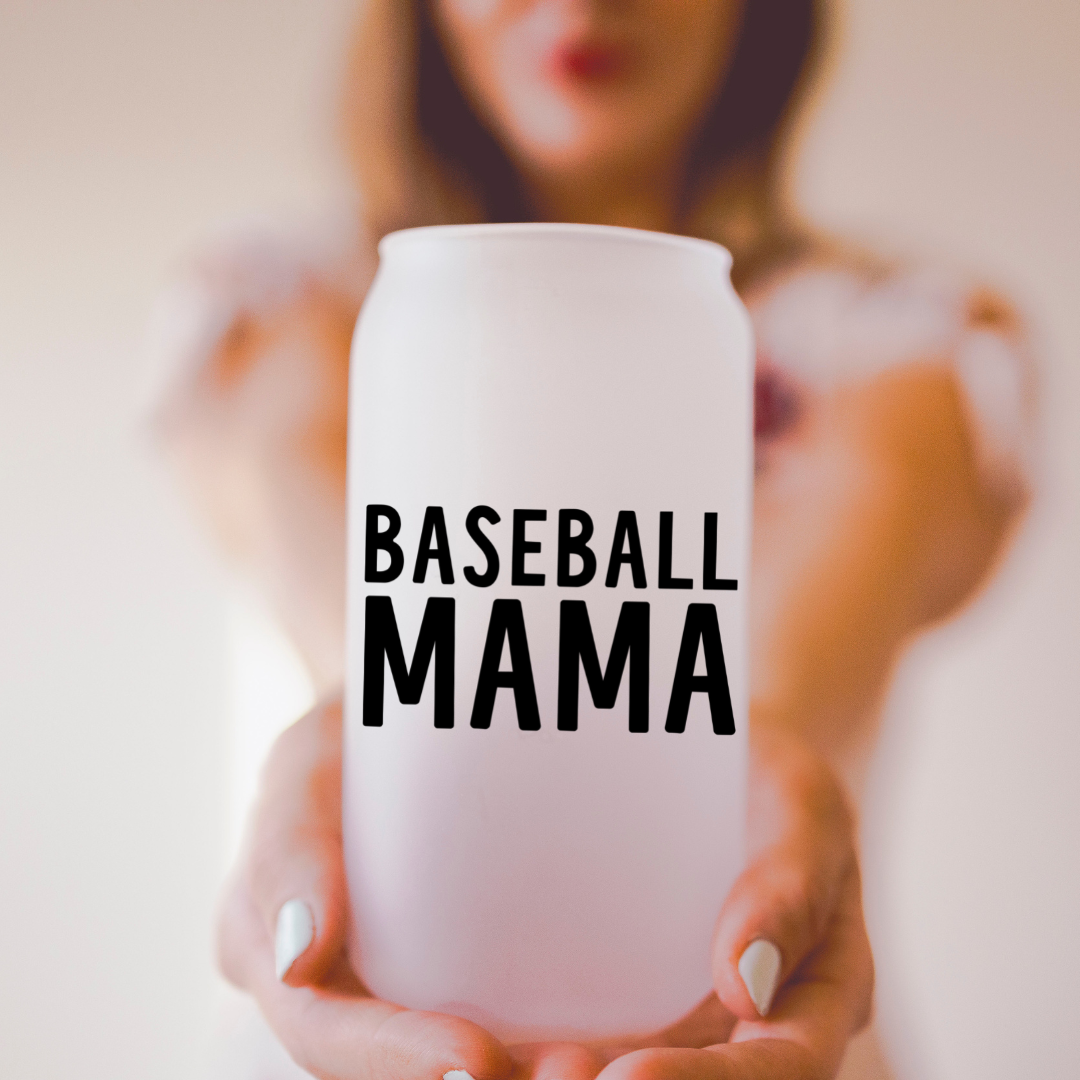 Baseball Mama Beer Can Glass