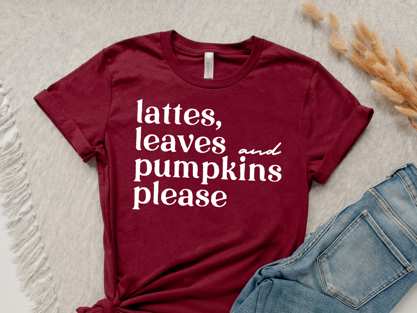 Lattes Leaves and Pumpkins Please Tee