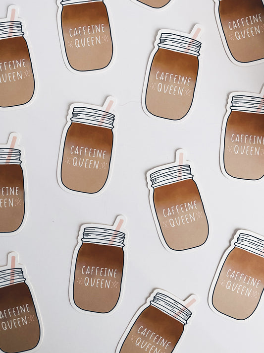 Caffeine Queen Mason Jar Die Cut Sticker
