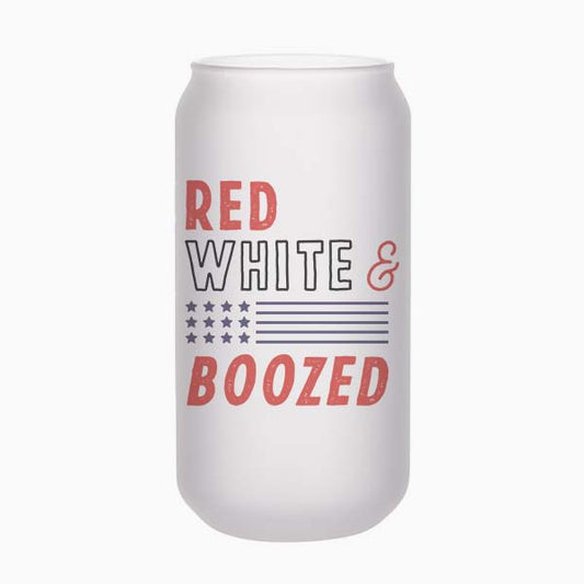 Red White and Boozed Beer Can Glass