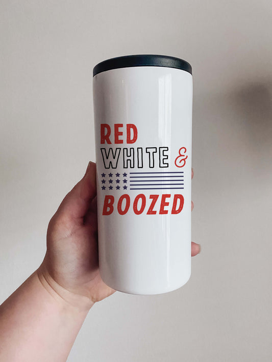 Red White and Boozed Skinny Can Cooler